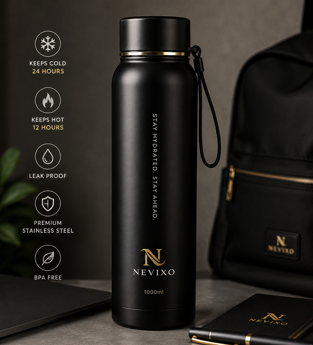 Premium Stainless Steel Vacuum Bottle – 1000ml