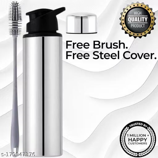 Stainless Steel Sports Water Bottles |Steel bottel | Sports bottle| School bottle | Office bottle | College bottle| Single Wall BPA Free & Leak Proof Cap and Steel Bottle silver, Steel fridge Bottle, Water Bottle 1000ml(1 litre)Approx, Pack of 1